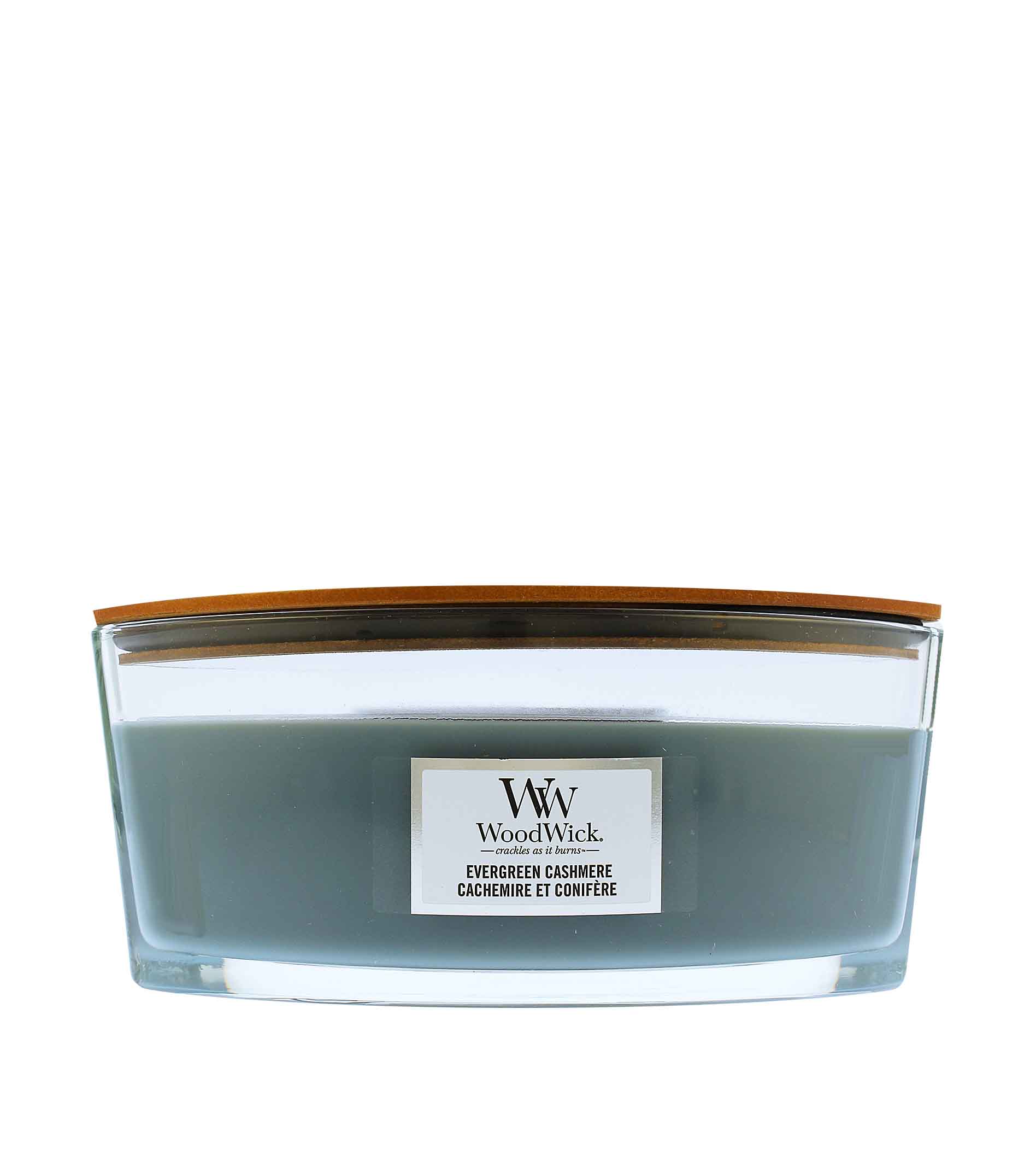 WoodWick Evergreen Cashmere tuoksukynttilä puu-kynttilällä 453,6 g