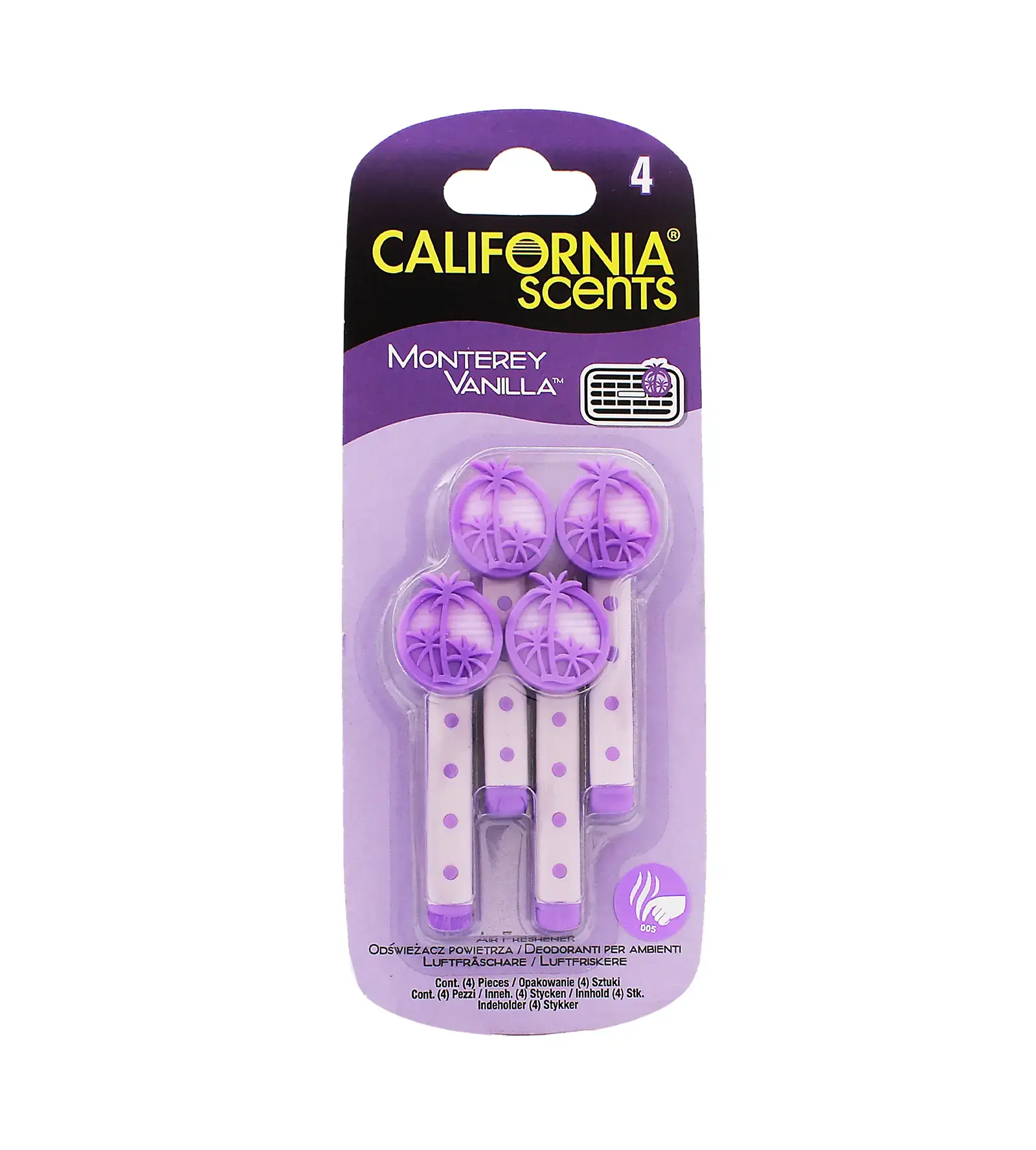 California Scents Vent Stick Monterey Vanilla automašīnas aromāts 4 ks