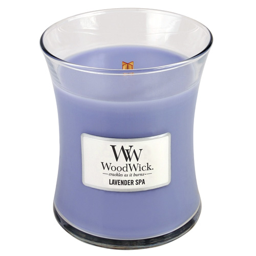 WoodWick Lavender Spa aromātiskā svece ar koka knaģi 275 g
