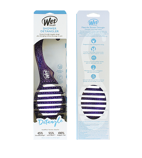 Wet Brush Shower Detangler matu suka Purple Glitter