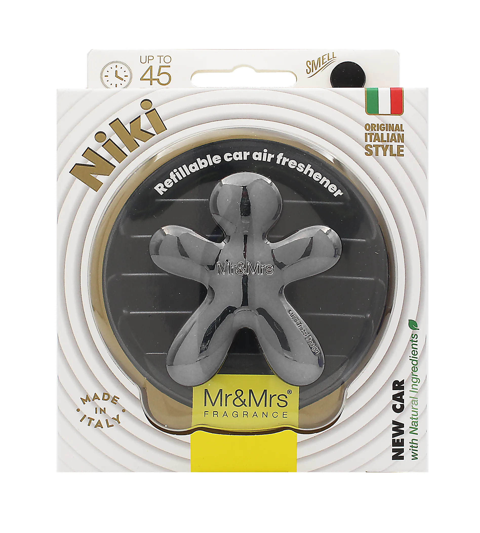 Mr&Mrs Fragrance Niki BIG Titanium Chrome Uusi Auto Ilmanraikastin