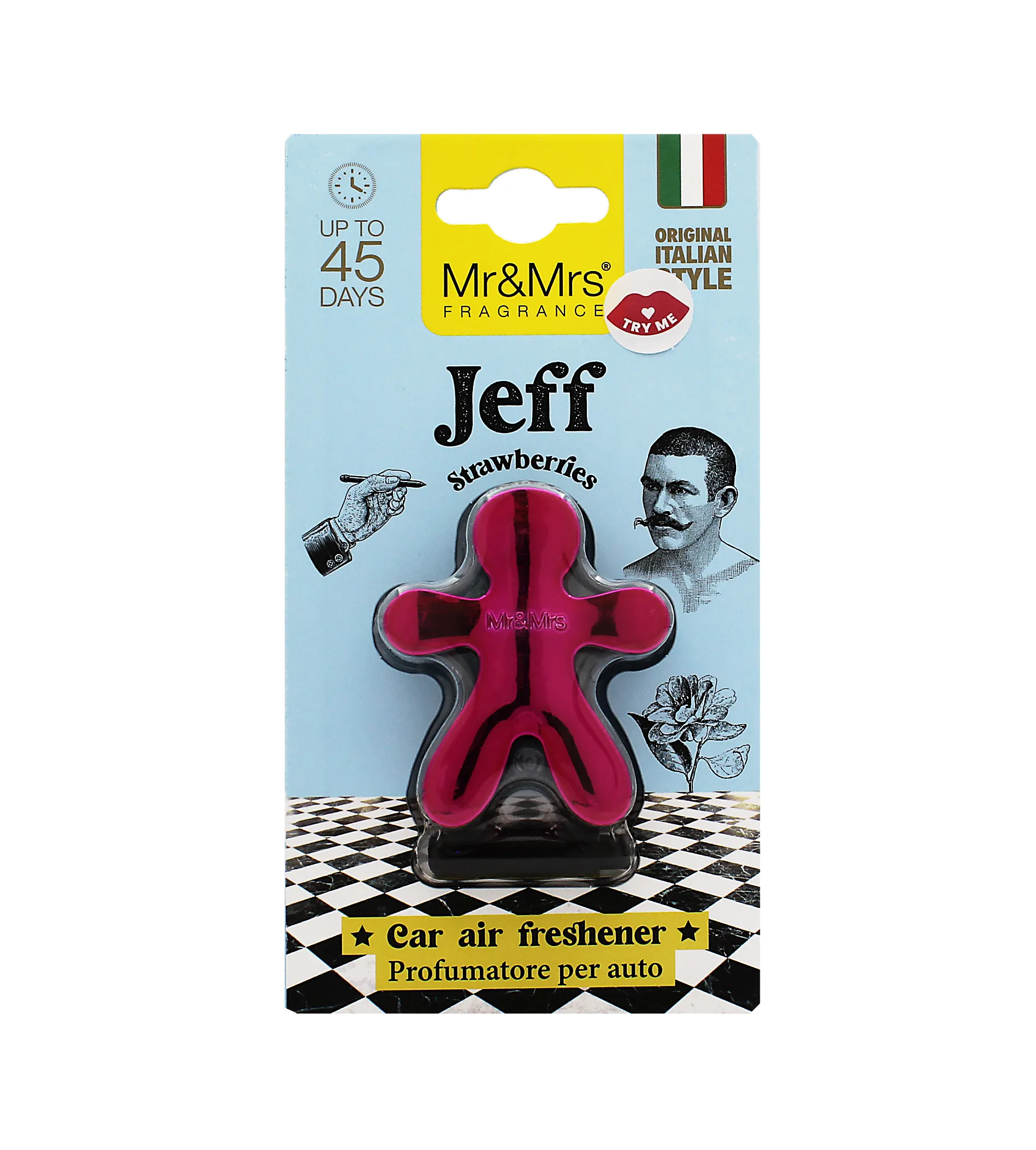 Mr&Mrs Fragrance Jeff Chrome Zemeņu Auto Gaisa Atsvaidzinātājs