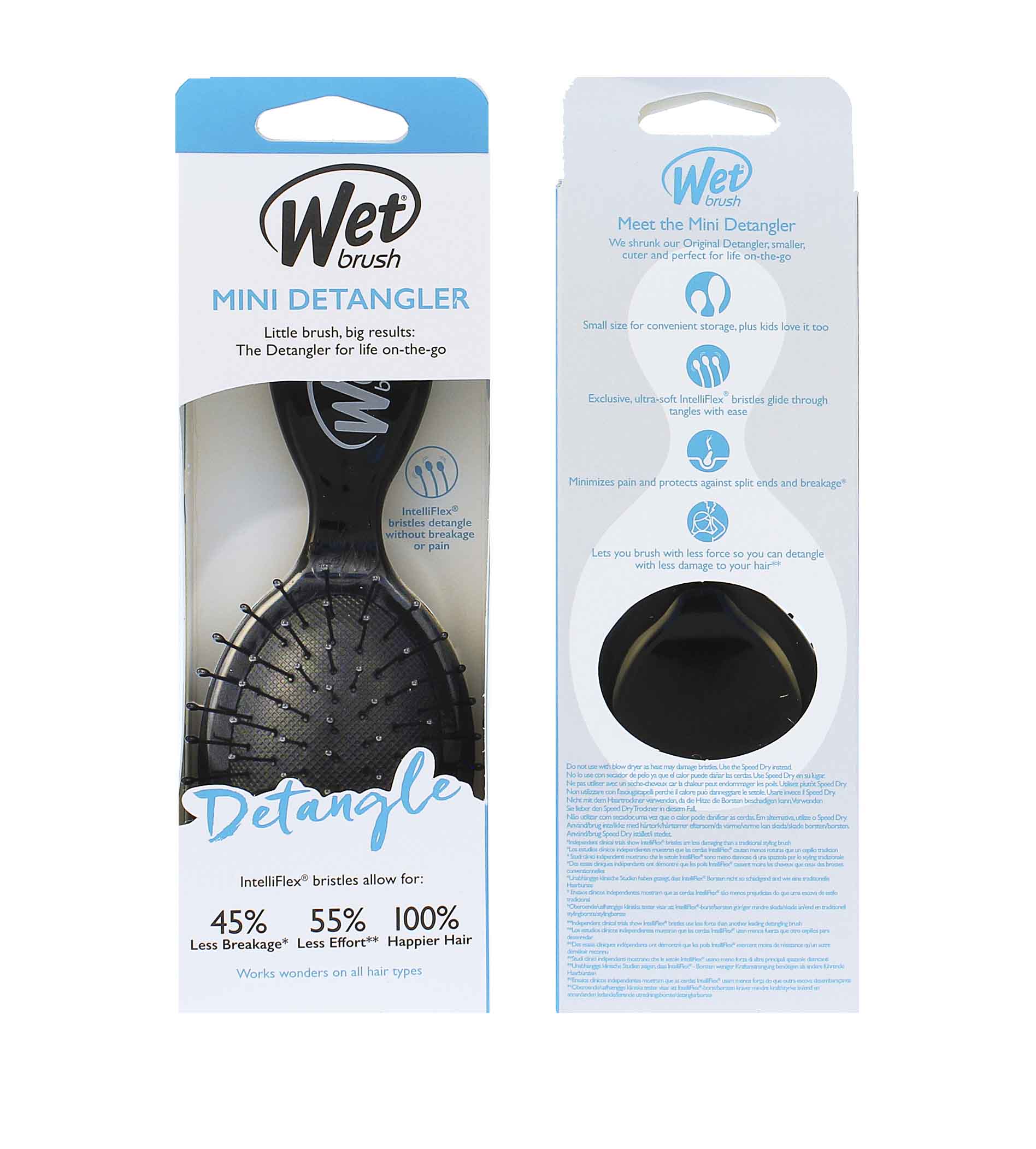 Wet Brush Mini Detangler harja musta