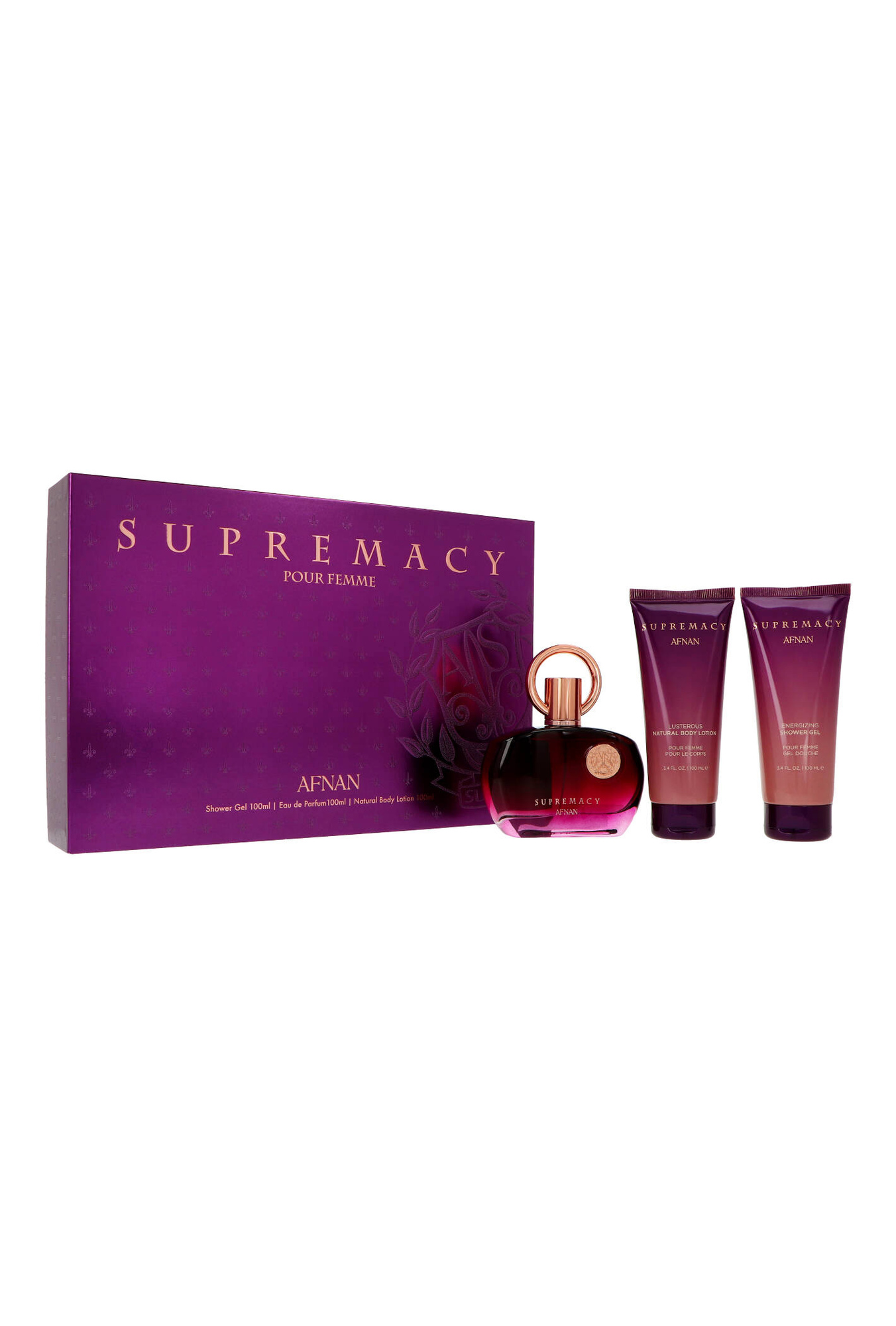 Set Afnan Supremacy Purple EDP 100ml + Shower Gel 100ml + Body Lotion 100ml
