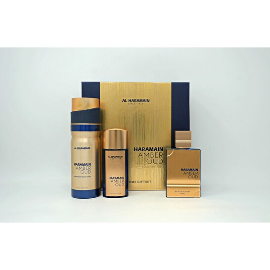 Set Al Haramain Amber Oud Bleu Edition Edp 75 ml + Edp 30ml + Deodorant Body Spray 200ml by Al Haramain Perfumes