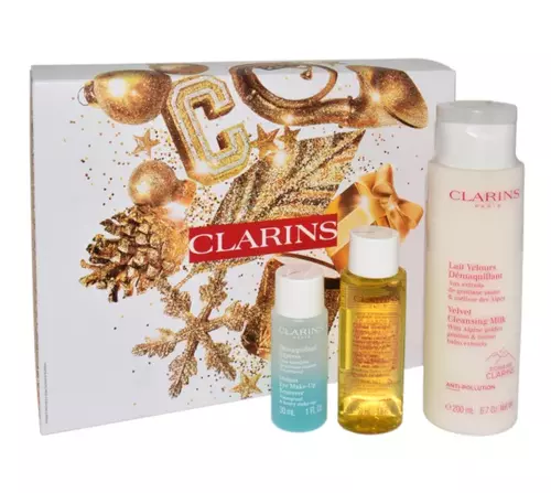 Set Clarins Velvet Clensing Milk 200ml + Instant Eye Make-Up Remover 30ml + Hydrating Toning Lotion 50ml by Clarins